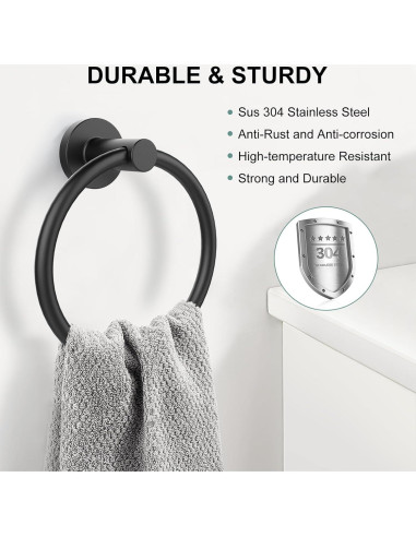 Soporte de Toalla SetSail Negro Mate Acero Inoxidable 304