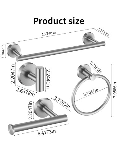 Juego de Accesorios de Baño Hinmood 10 Piezas Acero Inoxidable