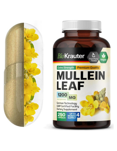 Cápsulas de Mullein BIO KRAUTER 1200 mg - 250 Unidades - Veganas