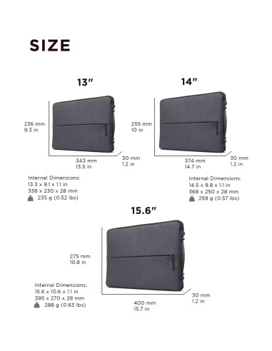 Funda para Laptop Lenovo Urbana 14" Resistente al Agua - Gris