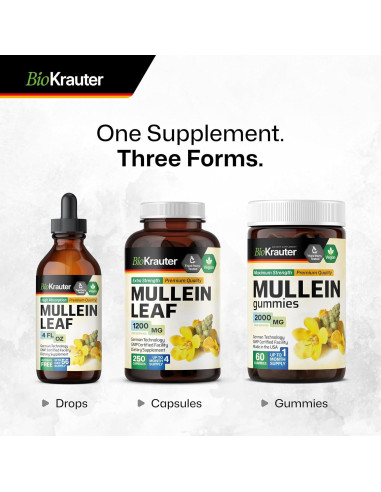 Cápsulas de Mullein BIO KRAUTER 1200 mg - 250 Unidades - Veganas