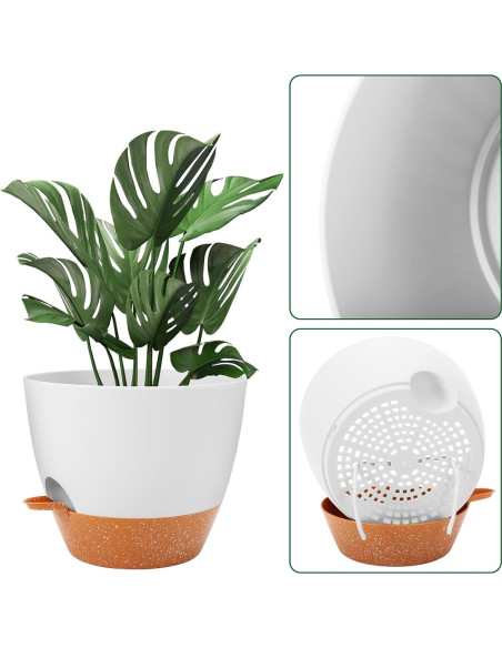 Macetas Autorriego GARDIFE 25,4 cm Paquete de 2 Blancas Macetas Autorriego GARDIFE 25,4 cm Paquete de 2 Blancas