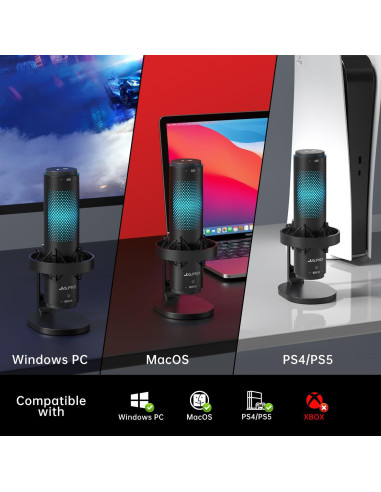 Micrófono JARO J101-CS USB con Cancelación de Ruido RGB
