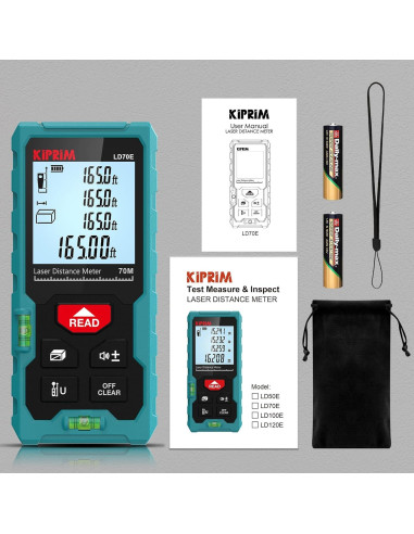 Kiprim Medidor de Distancia Láser 70m LD70E Pantalla LCD