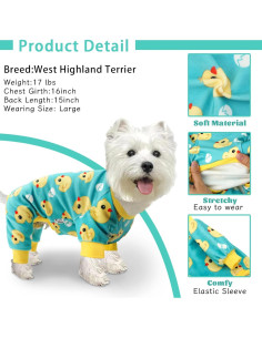Pijamas para Perros XPUDAC 4 Piezas Pequeños Navidad 2