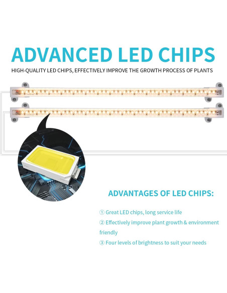 Tiras de luz LED para plantas Hywyimlait 3500K 2 cabezales Tiras de luz LED para plantas Hywyimlait 3500K 2 cabezales