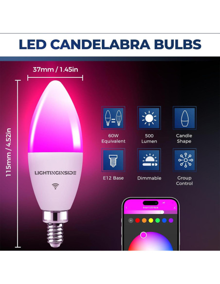 Bombillas LED E12 Smart Lightinginside 6W 500LM 16 Colores Bombillas LED E12 Smart Lightinginside 6W 500LM 16 Colores