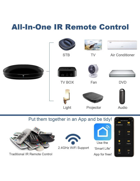 Control Remoto Universal IR Frankever con Sensor T&H Control Remoto Universal IR Frankever con Sensor T&H