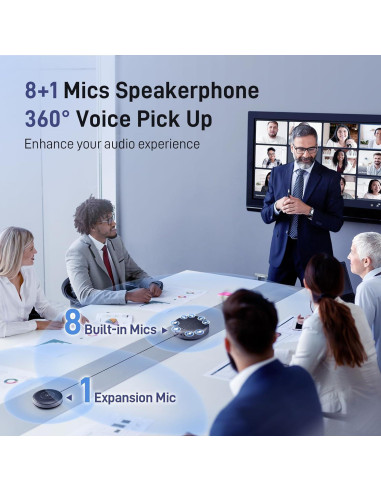 EMEET Altavoz Luna Plus con 9 Micrófonos 360 para 14 Personas