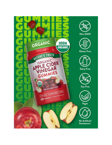 Gomitas de Vinagre de Sidra de Manzana Orgánico Nature's Truth 60 Unidades