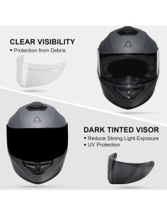 Casco Integral TRIANGLE TFF15-MB-VS Gris Mate Doble Visera 2