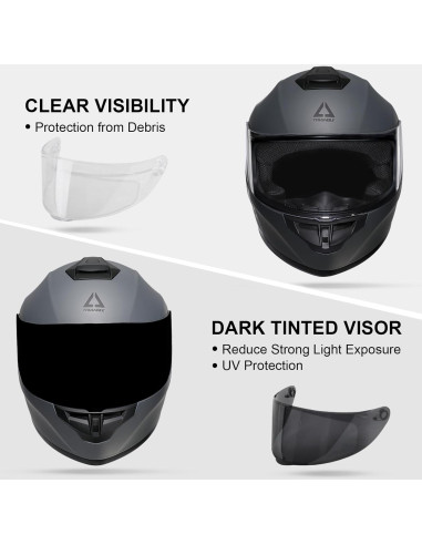 Casco Integral TRIANGLE TFF15-MB-VS Gris Mate Doble Visera