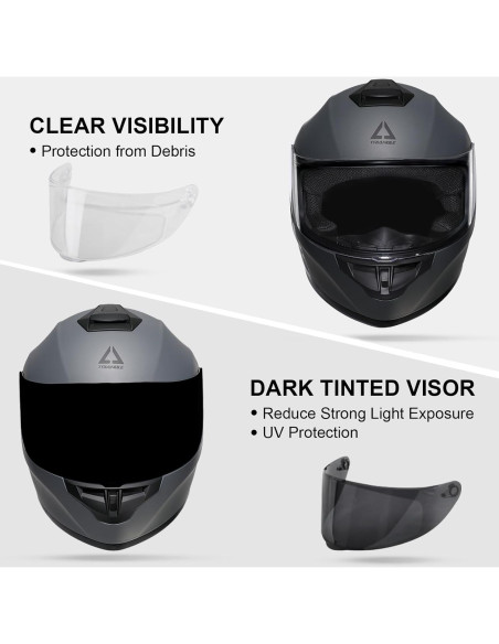 Casco Integral TRIANGLE TFF15-MB-VS Gris Mate Doble Visera Casco Integral TRIANGLE TFF15-MB-VS Gris Mate Doble Visera