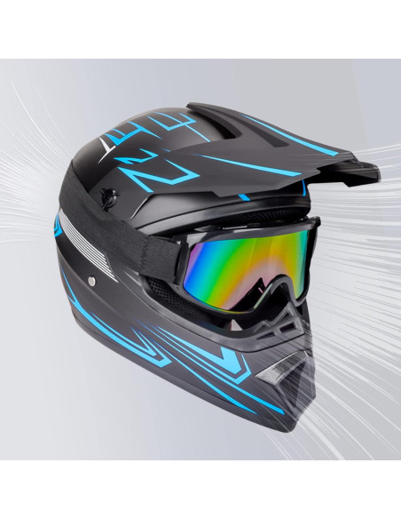 Casco Motocross Yesmotor 225 Azul XL con Guantes y Gafas Casco Motocross Yesmotor 225 Azul XL con Guantes y Gafas