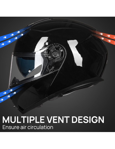 Casco Modular ILM 159 Negro Brillante Adulto Doble Visera