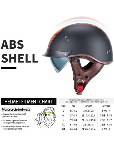 Casco VCOROS F-07 Media Cara con Visera Solar XXL
