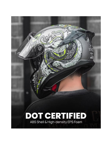 Casco Integral ILM 861A Doble Visera Verde 2.36 kg