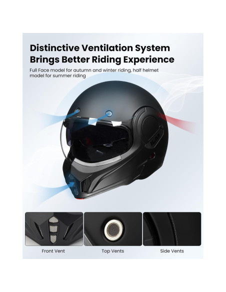 Casco Modular ILM B707 Vintage Negro Mate Mediano Casco Modular ILM B707 Vintage Negro Mate Mediano