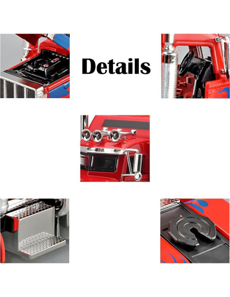Camión Semi Pesado 1:24 Therina Rojo Diecast con Luces y Sonidos Camión Semi Pesado 1:24 Therina Rojo Diecast con Luces y Sonidos