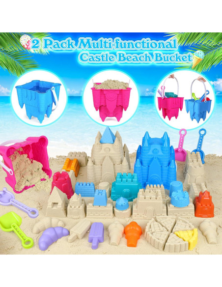 Kit de Juguetes de Playa FUSPWEAO con 2 Cubos de Castillo Kit de Juguetes de Playa FUSPWEAO con 2 Cubos de Castillo