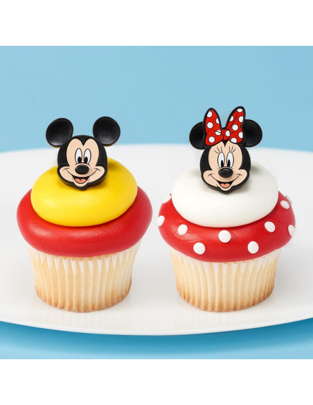 Anillos de Cupcake Mickey y Minnie Mouse DecoPac - 24 Piezas Anillos de Cupcake Mickey y Minnie Mouse DecoPac - 24 Piezas