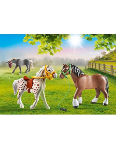 Juego de Pony Playmobil 70683 - 3 Caballos y Accesorios