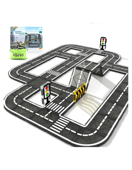 Set de Carreteras de Azulejos Magnéticos IGIVI 20 Piezas Set de Carreteras de Azulejos Magnéticos IGIVI 20 Piezas