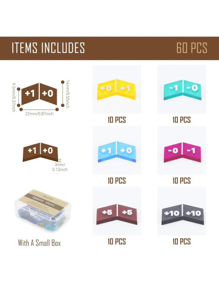 60 Piezas Contadores Coloridos MTG para Juegos de Cartas 60 Piezas Contadores Coloridos MTG para Juegos de Cartas