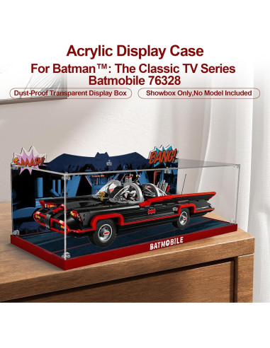 Caja de Exhibición Acrílica NAOCARD para Lego Batmóvil 76328