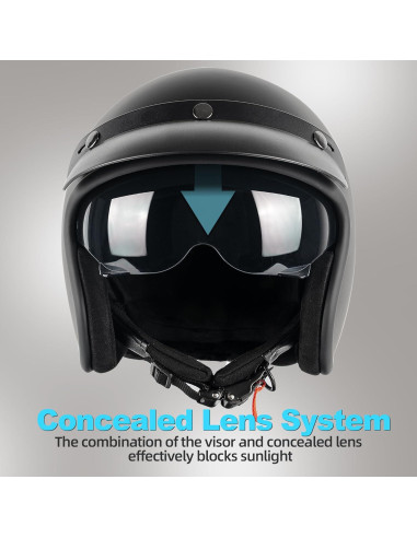 Casco Retro Abierto 3/4 Yesmotor 818 Negro Mate DOT