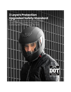 Casco ILM-317 Motocicleta Completo Negro Mate L 2