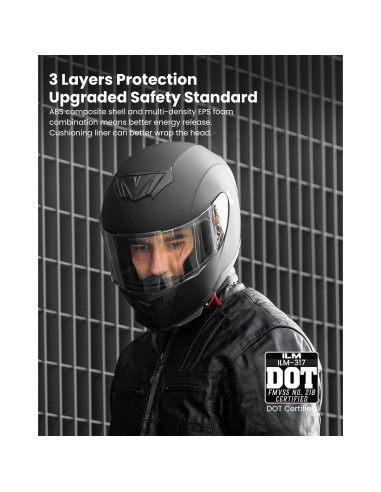 Casco ILM-317 Motocicleta Completo Negro Mate L