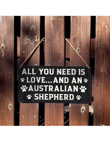 Placa Decorativa Qious Mamá Pastor Australiano 15x30 cm