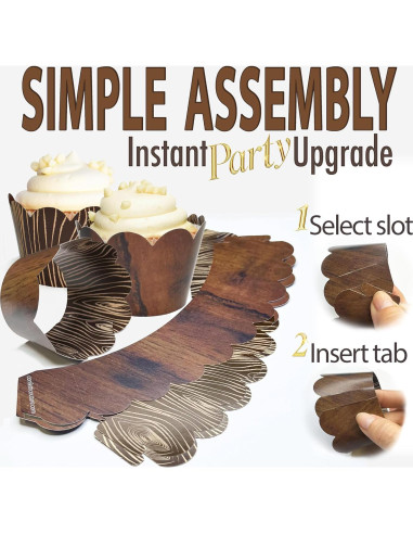 Fundas para Cupcakes Confetti Couture - Grano de Madera 24 Pzas