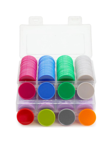 Juego de 100 Fichas de Plástico para Aprendizaje 25 mm Gris