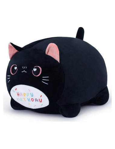 Almohada de Juguete de Felpa Gato Negro 25cm Feliz Cumpleaños