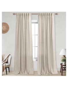 Cortinas KOUFALL de Lino 132x259 cm con Bolsillo Trasero