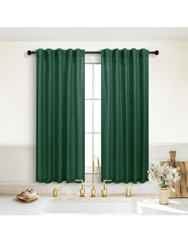 Cortinas Sheer KOUFALL Verde Oscuro 91x137 cm Pack 2