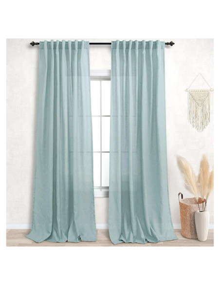 Cortinas Sheer KOUFALL Verde Mar 52x244 cm con Bolsillo Cortinas Sheer KOUFALL Verde Mar 52x244 cm con Bolsillo
