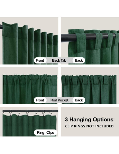 Cortinas Sheer KOUFALL Verde Oscuro 91x137 cm Pack 2