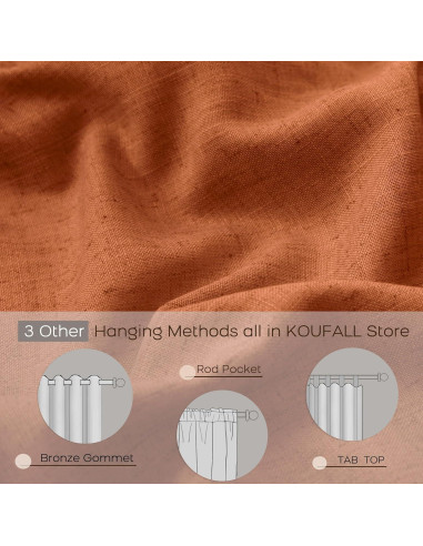 Cortinas Sheer KOUFALL Naranja Quemado 52x137 cm Pack 2