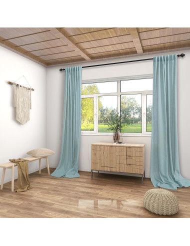 Cortinas Sheer KOUFALL Verde Mar 52x244 cm con Bolsillo