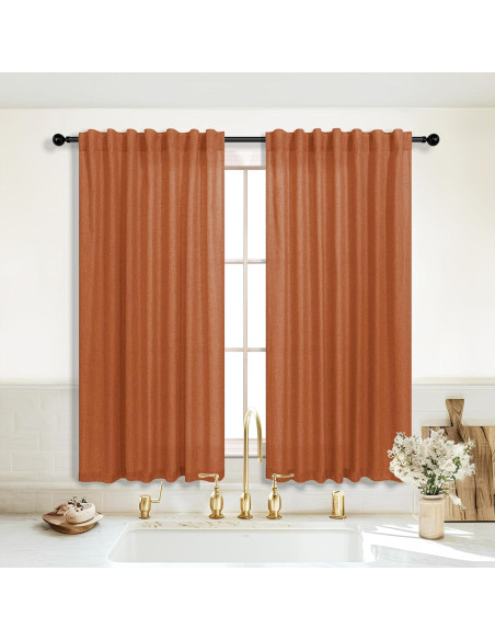 Cortinas Sheer KOUFALL Naranja Quemado 52x137 cm Pack 2 Cortinas Sheer KOUFALL Naranja Quemado 52x137 cm Pack 2