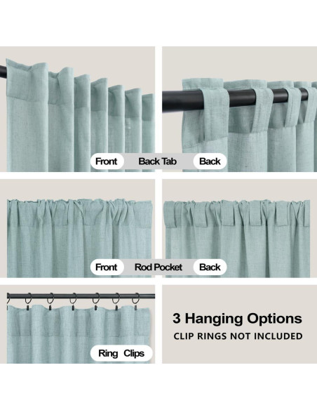 Cortinas Sheer KOUFALL Verde Mar 52x244 cm con Bolsillo Cortinas Sheer KOUFALL Verde Mar 52x244 cm con Bolsillo