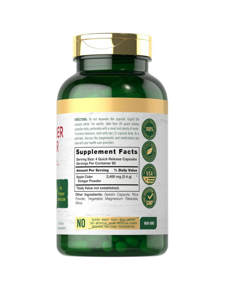 Cápsulas de Vinagre de Sidra de Manzana Carlyle 2400mg 240 Conteo Cápsulas de Vinagre de Sidra de Manzana Carlyle 2400mg 240 Conteo