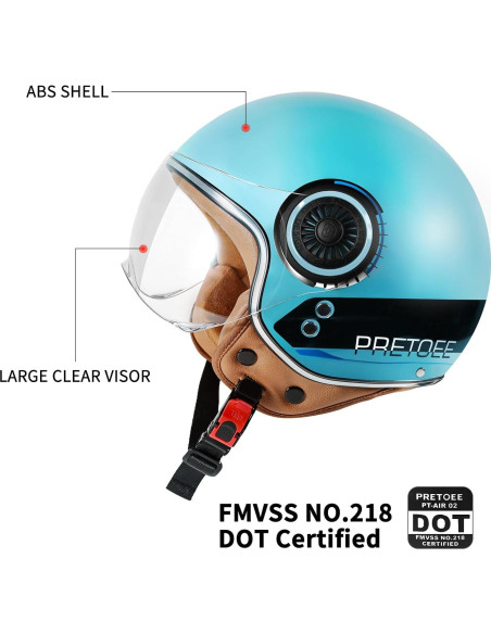 Casco de motocicleta Pretoee Pt-air 02 retro M-XL azul Casco de motocicleta Pretoee Pt-air 02 retro M-XL azul