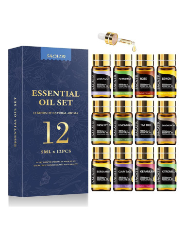 Set de Aceites Esenciales SACATR - 12 x 5ML Aromaterapia