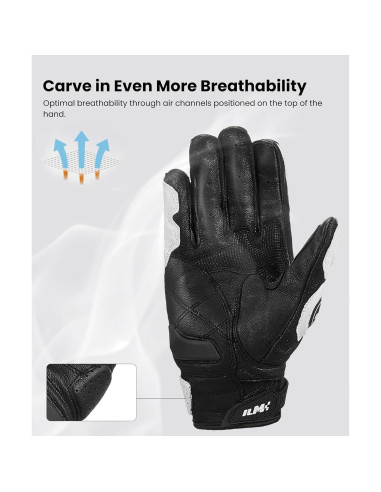 Guantes de motocicleta ILM GRC01 de cuero transpirables XL