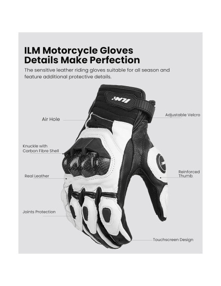 Guantes de motocicleta ILM GRC01 de cuero transpirables XL Guantes de motocicleta ILM GRC01 de cuero transpirables XL