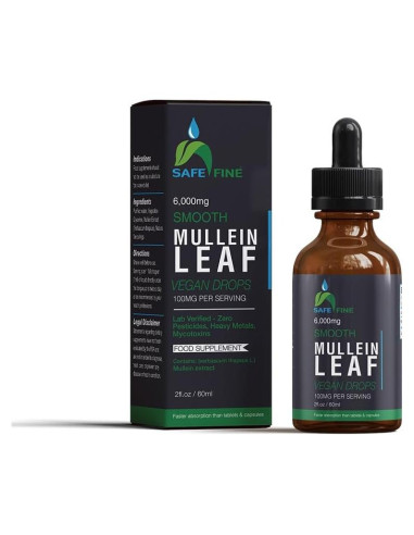 Gotas de Mullein Orgánico SafeFine 60ml - Salud Respiratoria Vegano